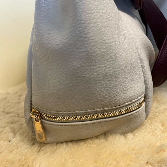 Pretty Pokets Diaper Bag Tote Maroon & White With Bottle Holder - Picture 7 of 13